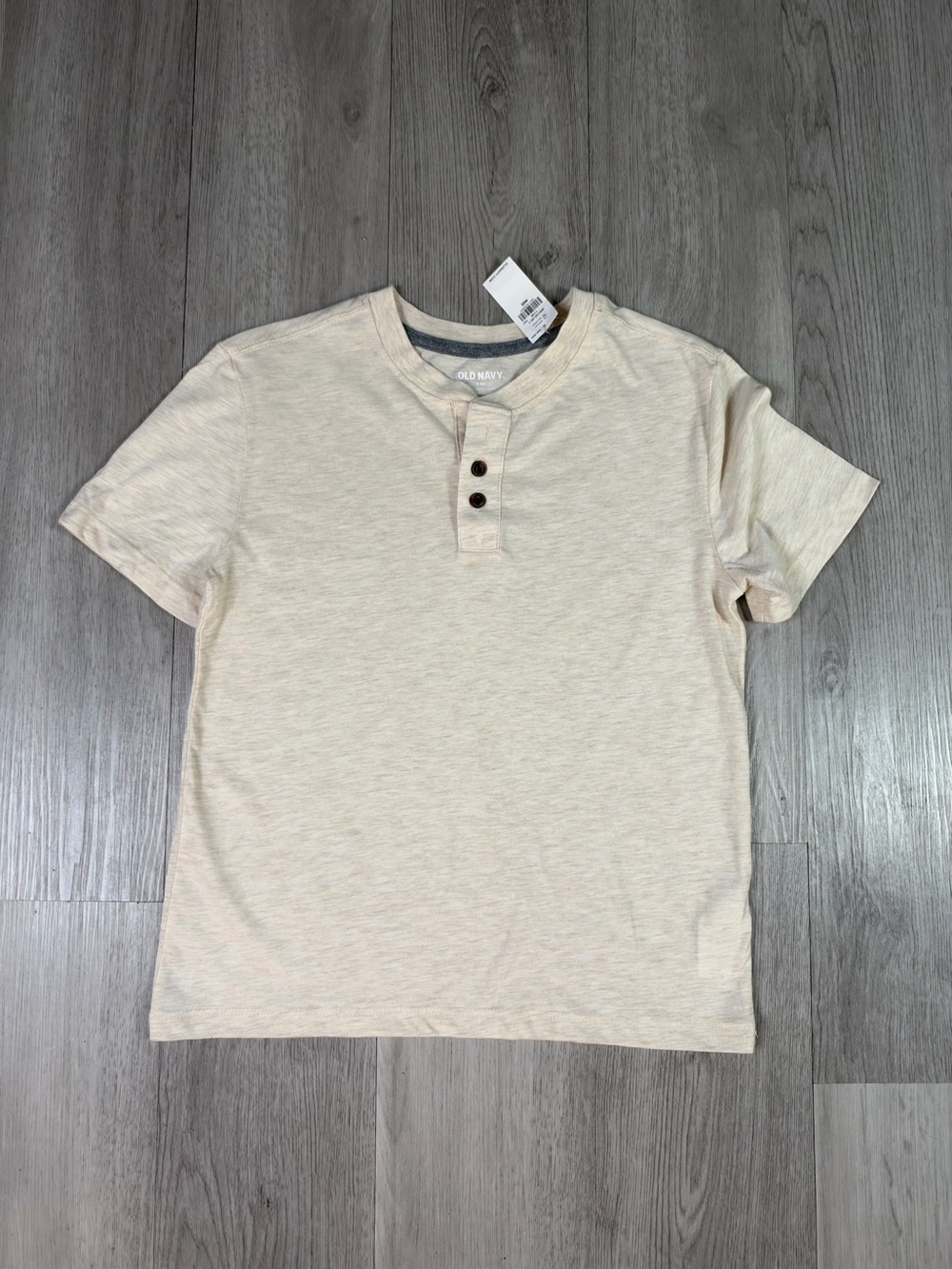 Old Navy Boys Beige Solid Henley Jersey Short Sleeve T-Shirt Regular M 8 NWT